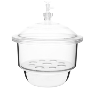 Heavy Wall Clear Amber Borosilicate Glass Vacuum Desiccator with Porcelain Plate