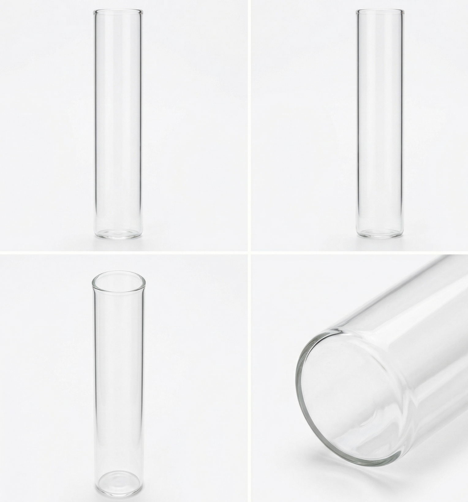 Borosilicate Glass Flat Bottom Test Tube Heat Resistant Smooth Rim